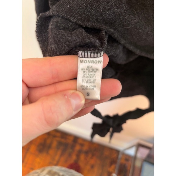 Monrow Tie Back LS Sweater Womens Sz S Charcoal Gray Pullover Quiet Luxury - Picture 7 of 8